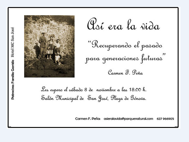 Invitación al encuentro Así era la Vida en San José - Parque Natural Cabo deGata Níjar 